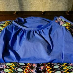 Vibrant Blue & Multicolored Swimsuit Top & Bottoms